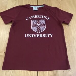 Y2K Cambridge University Crest Logo T-shirt Maroon Red Size Large